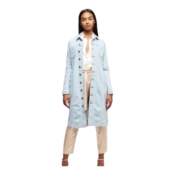 L'AGENCE Jacket Size S/P Vienna Cosmo Long Denim Pockets Made in USA Boho NEW - Picture 1 of 16
